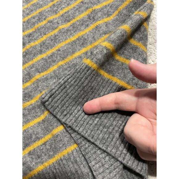 Fenn Wright Manson 100% 2-Ply Cashmere Sweater Womens Small Striped Gray Yellow* - Picture 12 of 14